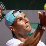 Rafa Nadal, durante uno de los entrenamientos previos a Roland Garros