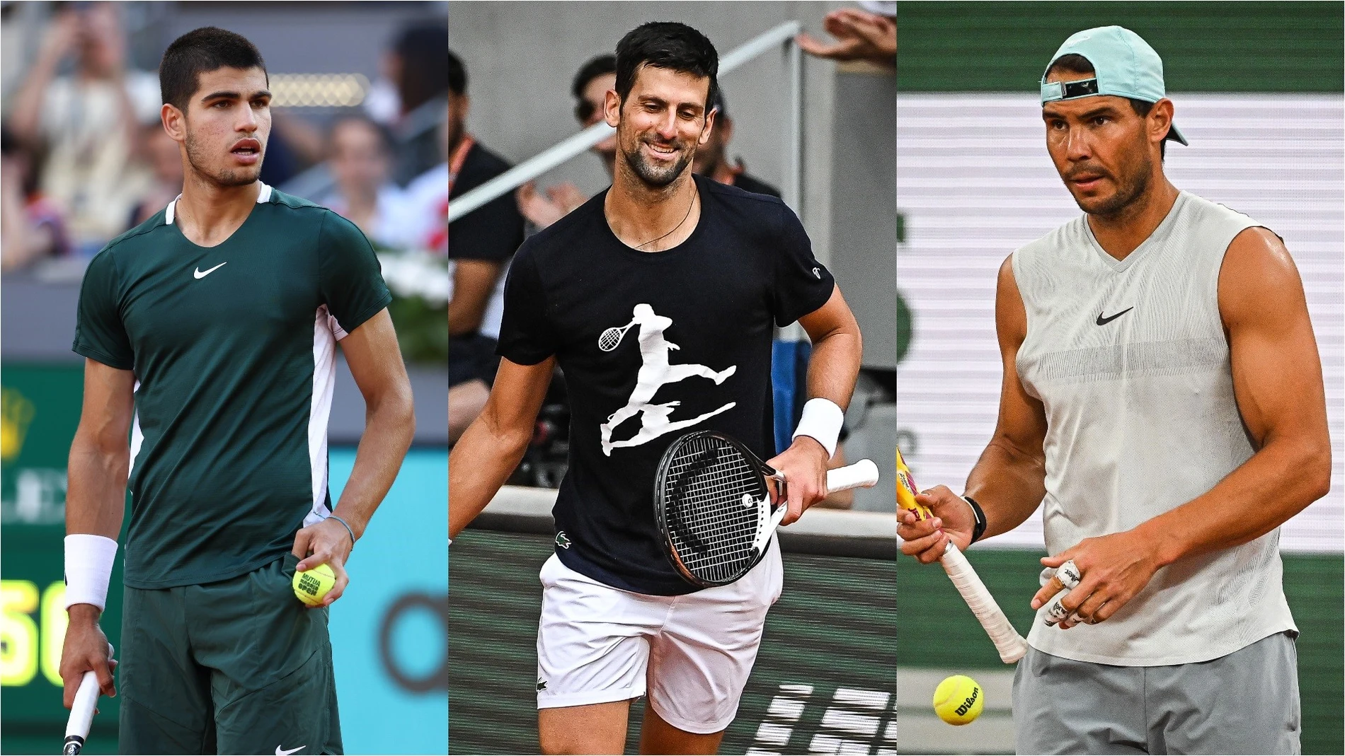 Nadal, Alcaraz y Djokovic