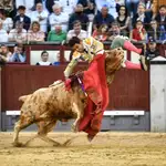 Leo Valadez resultó cogido por el sexto de la tarde