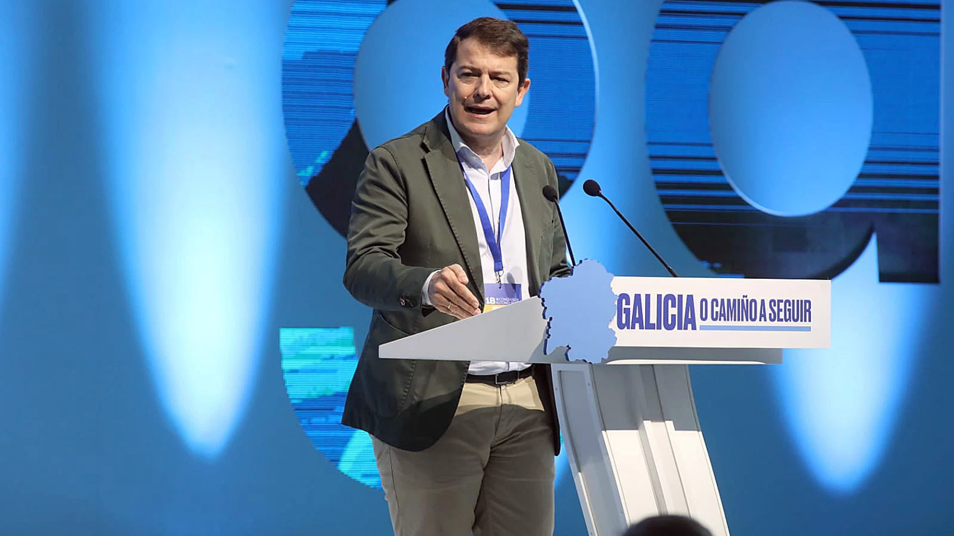 El presidente del PP de Castilla y León, Alfonso Fernández Mañueco, interviene en el 18 Congreso del PP de Galicia donde ha sido elegido Alfonso Rueda como presidente del PP gallego