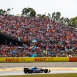 Fernando Alonso con su Alpine en el Circuit de Barcelona durante el pasado Gran Premio de España