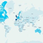 Reino Unido y España destacan claramente en el mapa con los casos de viruela del mono en el mundo.