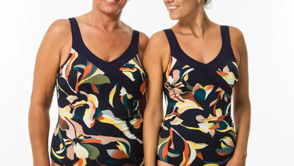 Bañador Mujer reductor moldeador Nabaiji Karli flo azul/naranja