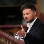 El portavoz de ERC, Gabriel Rufián interviene este jueves en el Congreso.