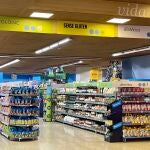 Sección de productos sin gluten de un supermercado de Caprabo