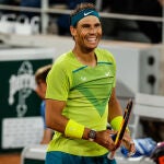 Rafa sonríe después de su victoria ante Djokovic