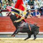 Cogida de Rafael González en el primero