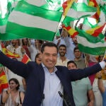 El presidente del PP-A y candidato a la Presidencia de la Junta, Juanma Moreno, en el inicio de la campaña. Álex Zea /