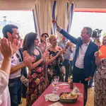 El candidato del PSOE a la Junta, Juan Espadas, a su llegada ayer a la feria de La Rinconada (Sevilla)