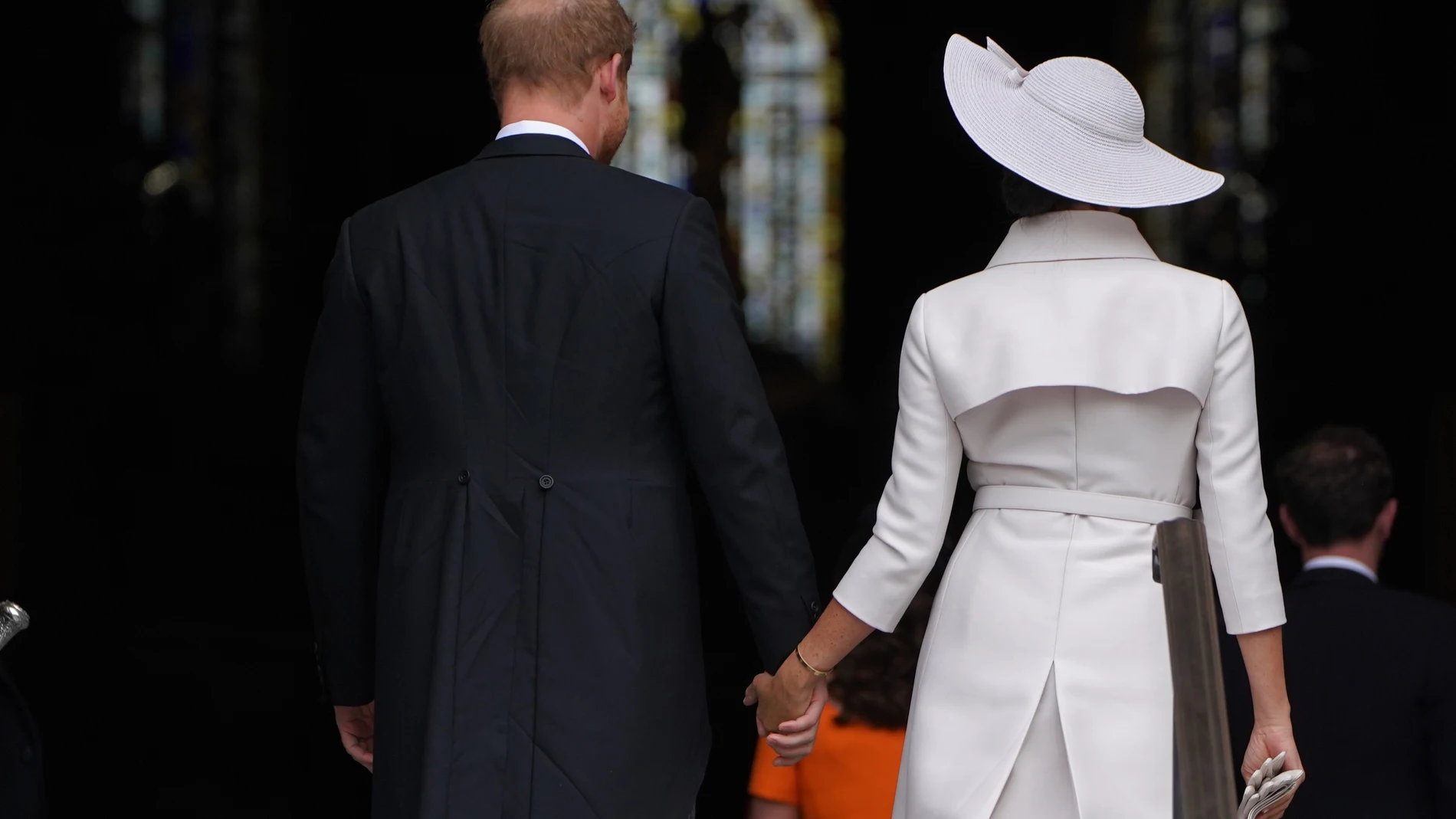 Meghan Markle y el príncipe Harry a su llegada a la catedral de St. Paul.