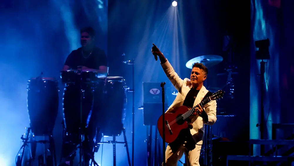 El cantante Alejandro Sanz durante un concierto en el Wanda Metropolitano