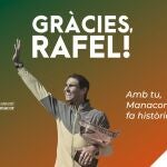 Imagen de agradecimiento a Rafa Nadal del Ayuntamiento de Manacor. @AJMANACOR 06/06/2022