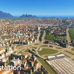 Recreación de Madrid en "Cities: Skylines" con la estación de Atocha en primer término.