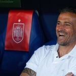 Luis Enrique, en el banquillo en la última concentración de España