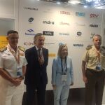 Dia de espau00f1a en eurosatory(De izquierda a derecha). Almirante Rosique (Digam), Ricardo Martí (Tedae), Amparo Valcarce (Sedef), teniente general García de las Hijas (Ejército): Foto: Infodefensa.com