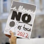 Manifestación en Barcelona a favor de la inmersión lingüística y en contra de que el castellano sea lengua vehicular en las aulas catalanas