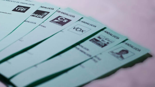 Detalle de las papeletas de los partidos pol&iacute;ticos de otra cita electoral anterior