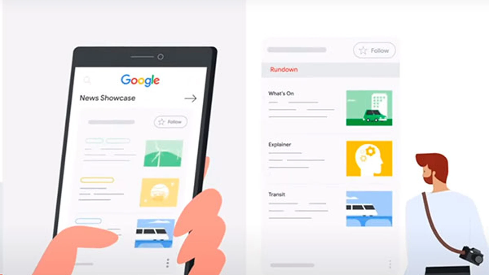 Captura del vídeo promocional de Google de Google News Showcase.