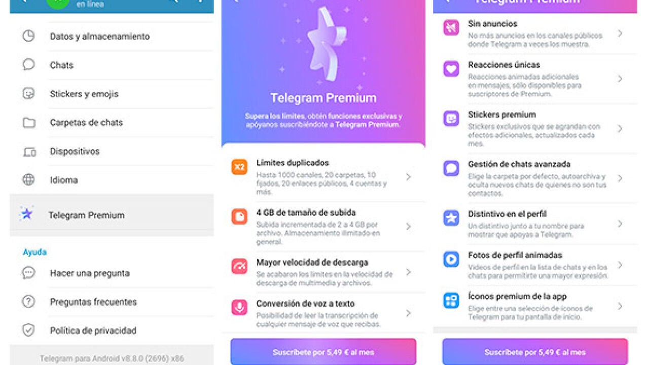 Telegram Premium, ya disponible en España a diferentes precios según