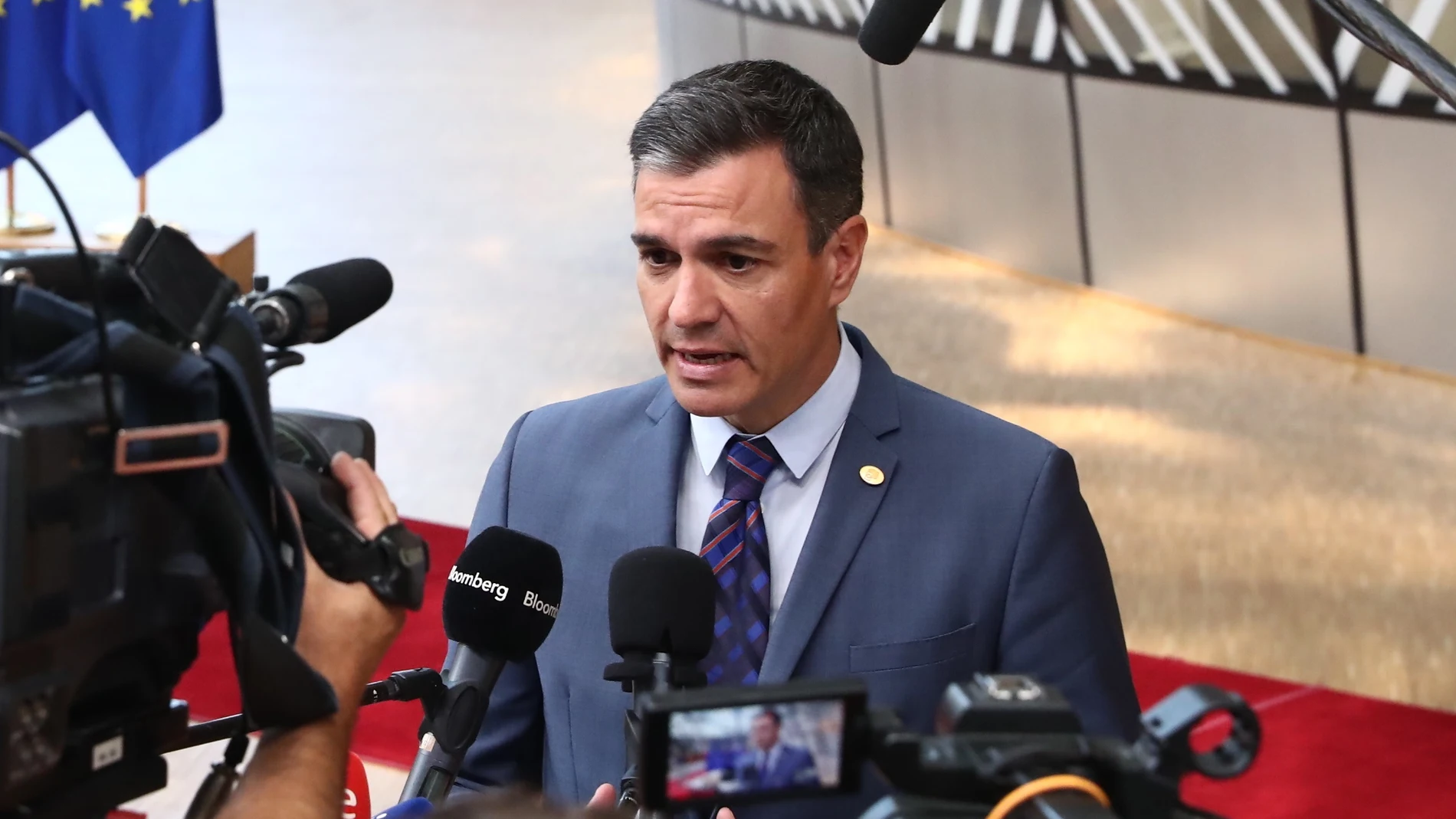 El presidente del Gobierno, Pedro Sánchez, durante el Consejo Europeo en Bruselas