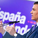 El presidente del Gobierno, Pedro Sánchez, durante una rueda de prensa en Moncloa
