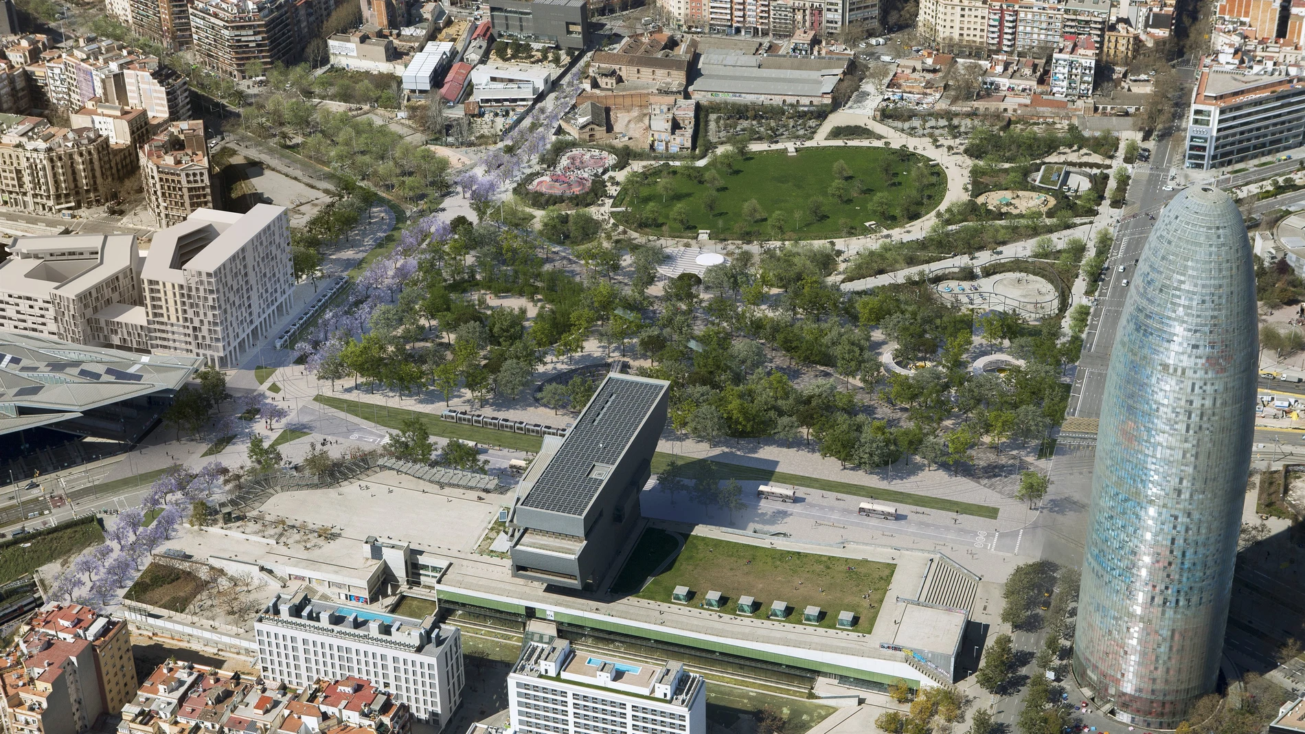 Perspectiva aérea de la plaza de les Glòries.AYUNTAMIENTO DE BARCELONA (Foto de ARCHIVO)13/03/2021