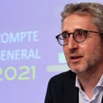 El conseller de Hacienda, Arcadi España, comparece en una rueda de prensa tras la reunión extraordinaria del pleno del Consell
