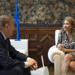 El presidente de la Generalitat, Ximo Puig, y la ministra de Transportes, Movilidad y Agenda Urbana, Raquel Sánchez, se reúnen en el Palau de la Generalitat