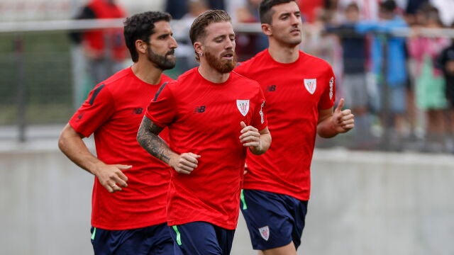 Iker Muniain, en un entrenamiento del Athletic esta temporada