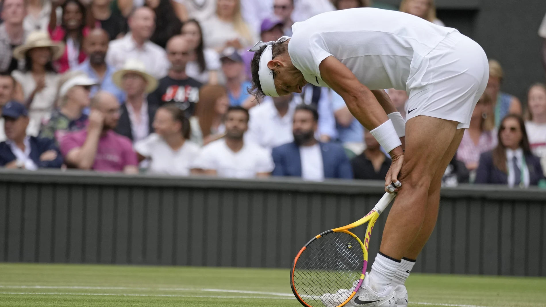 Nadal, durante su partido contra Fritz, en el que se agravó su lesión