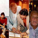 A la izda., Carlos y Emilio, en sus primeros años de noviazgo en 1976. En la imagen del medio, el 11 de julio de 2005, cuando se casaron. A la derecha, el matrimonio en la actualidad