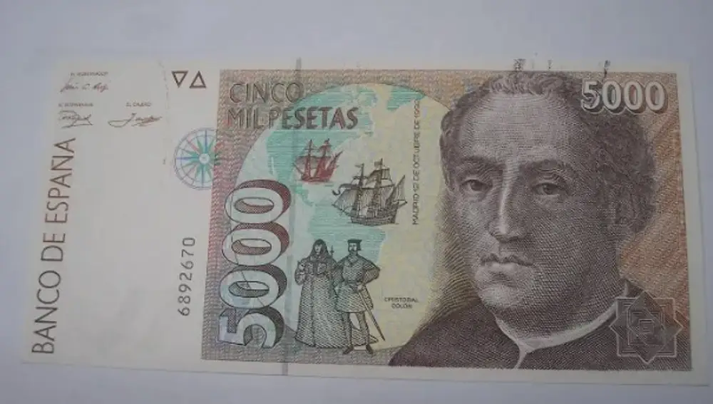 Billete de 5.000 pesetas del 12 de octubre de 1992