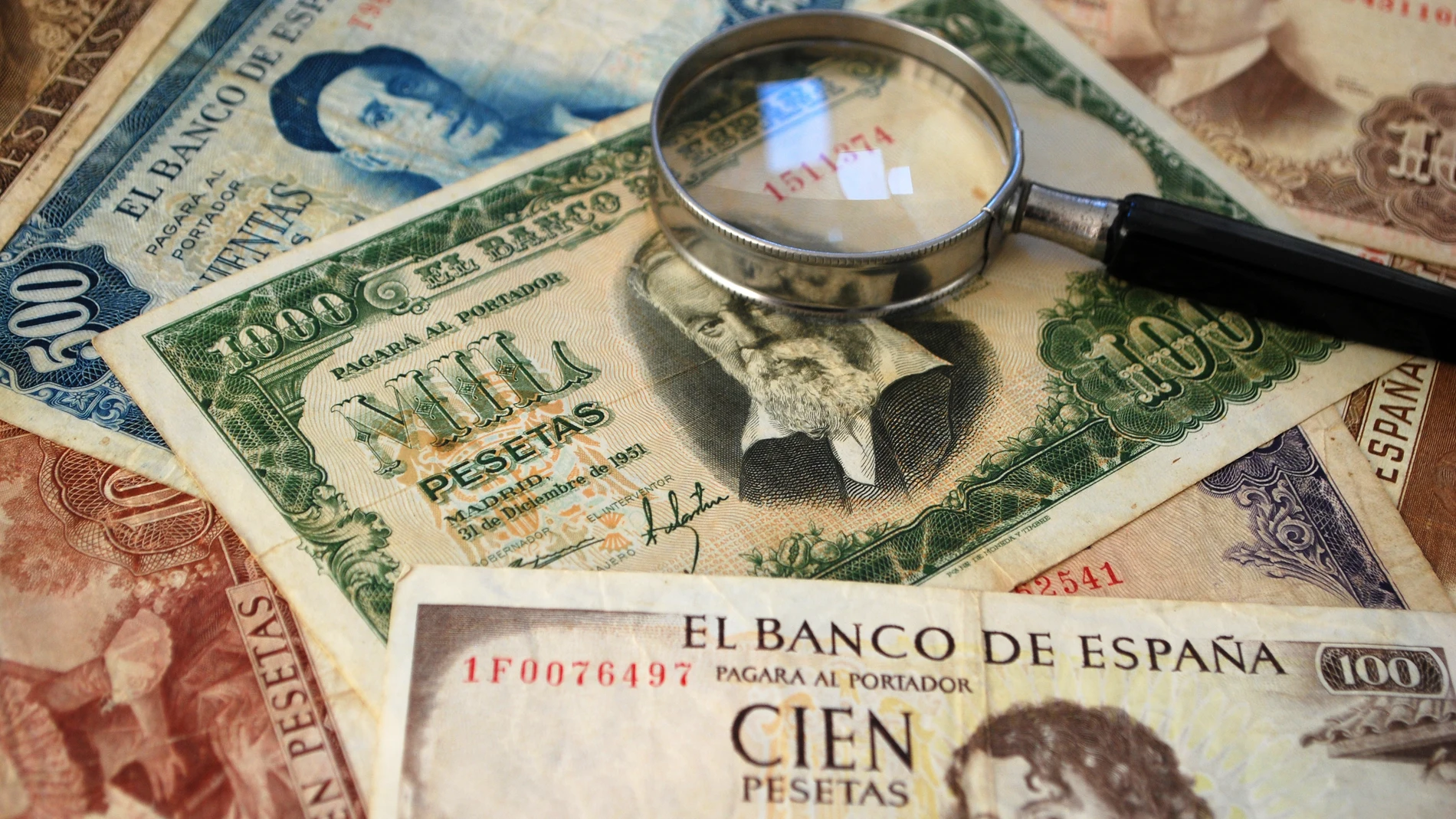 Imagen de archivo de unos billetes de pesetas