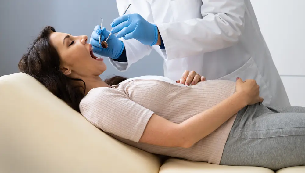 Mujer embarazada en el dentista