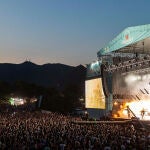 El grupo Love of Lesbian durante su actuación ayer sábado en la tercera jornada del festival internacional de Benicasim (FIB 2022) que se celebra en la localidad castellonense.