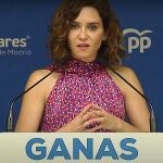 La presidenta madrileña, Isabel Díaz Ayuso