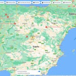 Los incendios forestales que Google Maps muestra hoy, 20 de julio.
