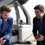 David Beckham y Pierfrancesco Favino