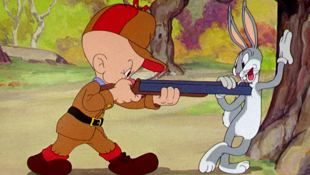 Elmer Fudd y Bugs Bunny en "A wild hare"