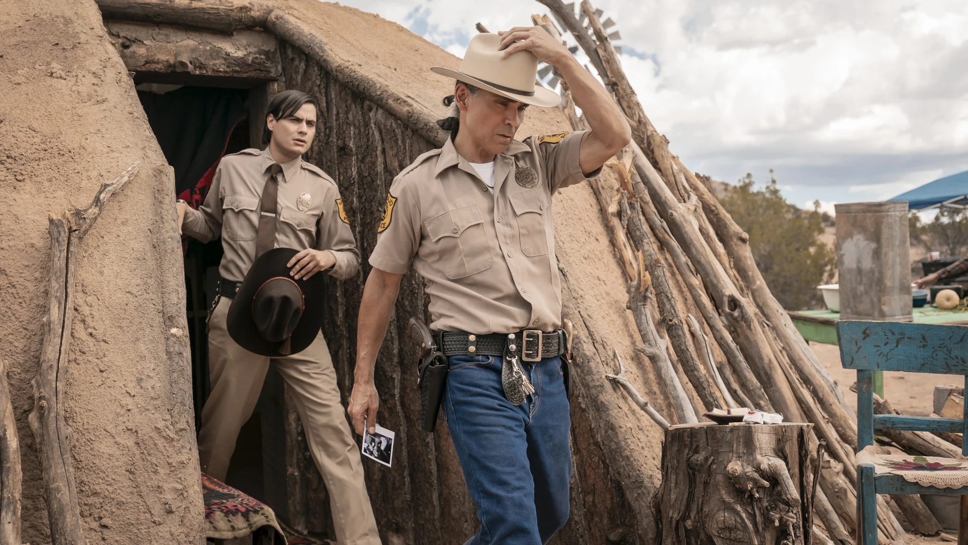 Dark Winds . Zahn McClarnon as Joe Leaphorn and Kiowa Gordon as Jim Chee