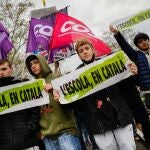Manifestación estudiantil a favor de la inmersión lingüística en Cataluña y en contra de la sentencia del 25% de castellano en las aulas