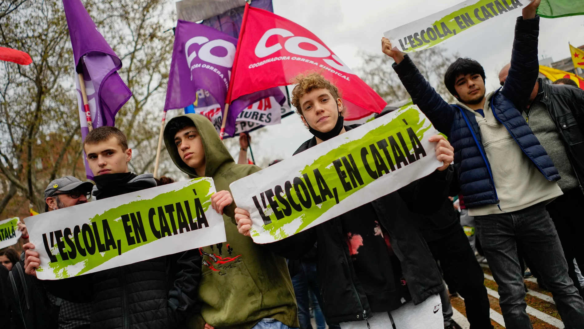 Manifestación estudiantil a favor de la inmersión lingüística en Cataluña
