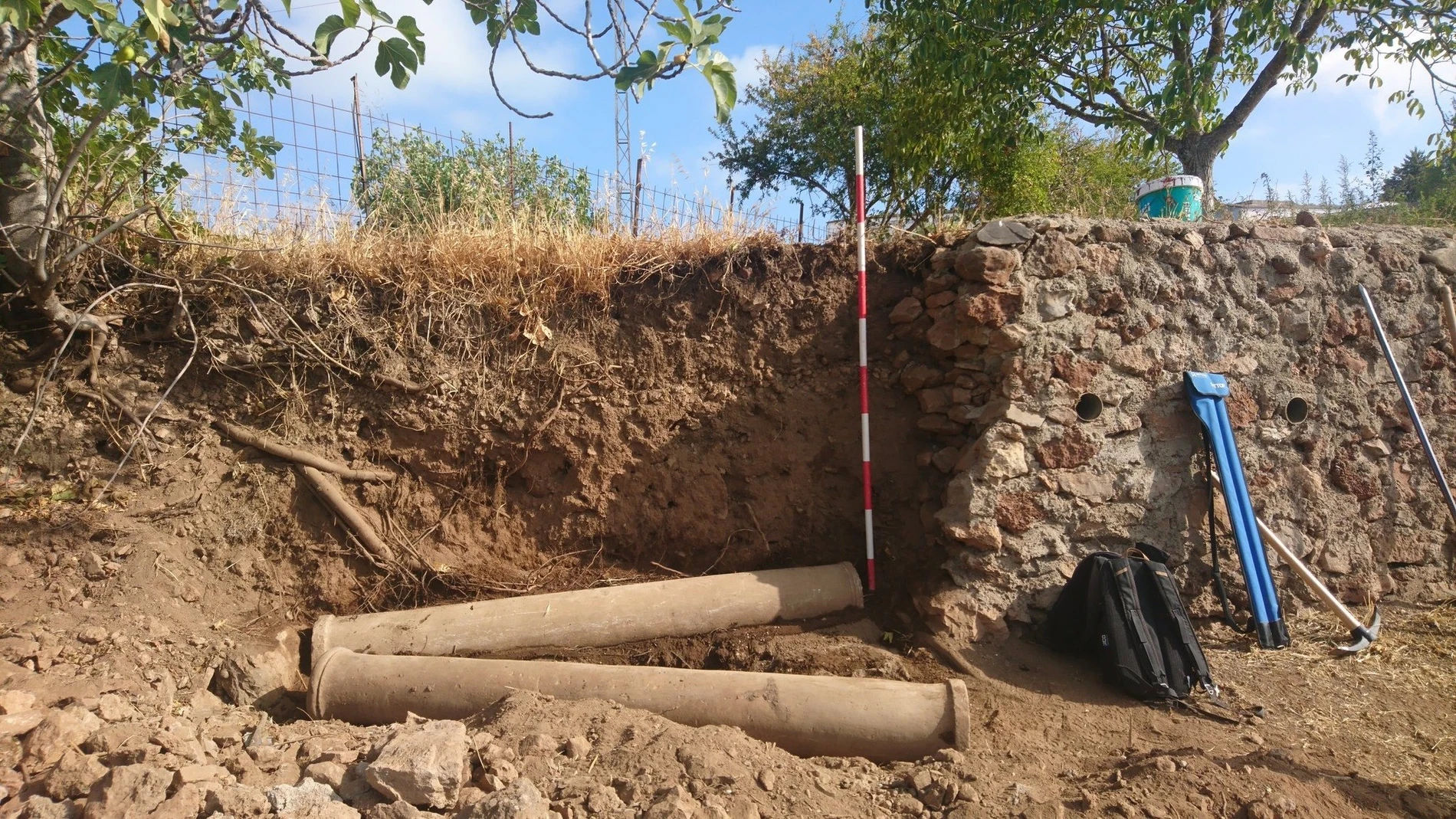 Columnas de la época romana en Cañaveral de León (Huelva). AYUNTAMIENTO DE CAÑAVERAL DE LEÓN