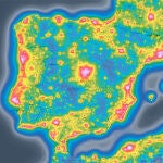 El mapa de la contaminación lumínica en España, de acuerdo Light Pollution Map.