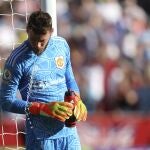 De Gea, durante el partido contra el Brentford, en el que vivió una pesadilla
