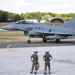 Un Eurofighter alemán se prepara para el despegue en la Base Aérea de Neuburg en Alemania