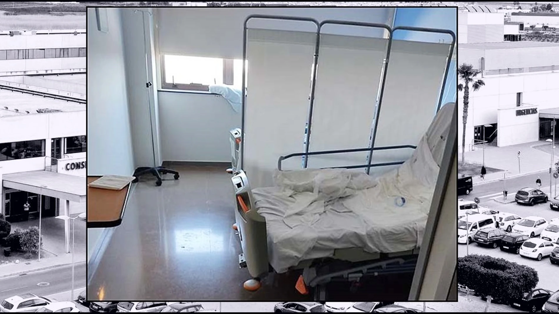 Imagen de los biombos instalados en el hospital de Torrevieja