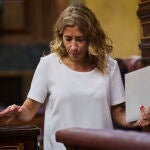 Raquel Sánchez Jiménez, Ministra de Transportes, Movilidad y Agenda Urbana durante el pleno del Congreso de los Diputados.