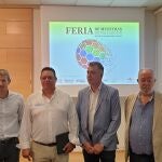 El director de la Feria de Valladolid, Alberto Alonso, junto a representantes de la Federación de Baloncesto, de empresas de la localidad y del festival Callejeando Food Fest durante la presentación de la programación de la edición de 2022