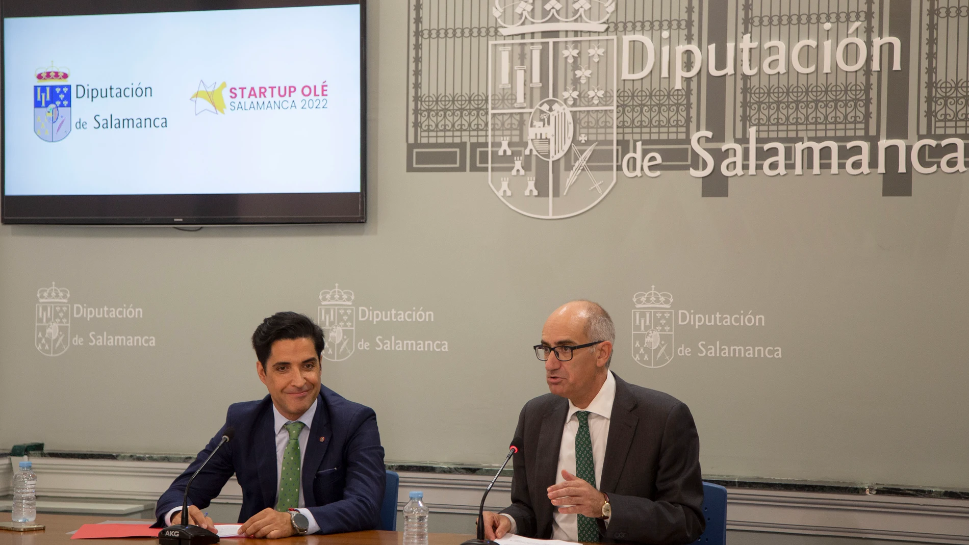 El presidente de la Diputación de Salamanca, Javier Iglesias, y el C.E.O. de la Startup Olé, Emilio Corchado, presentan la colaboración de Diputación con la Startup Olé 2022